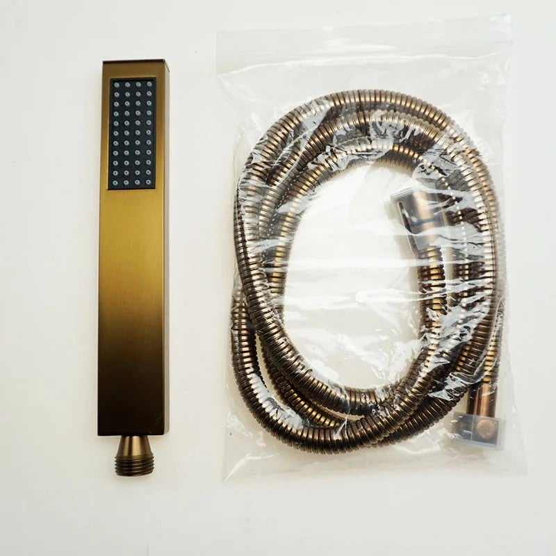 Bluejw Easy Use High Pressure Handheld Shower Head - Square Single Function Sprayer with Hose for Bathroom - Image 1